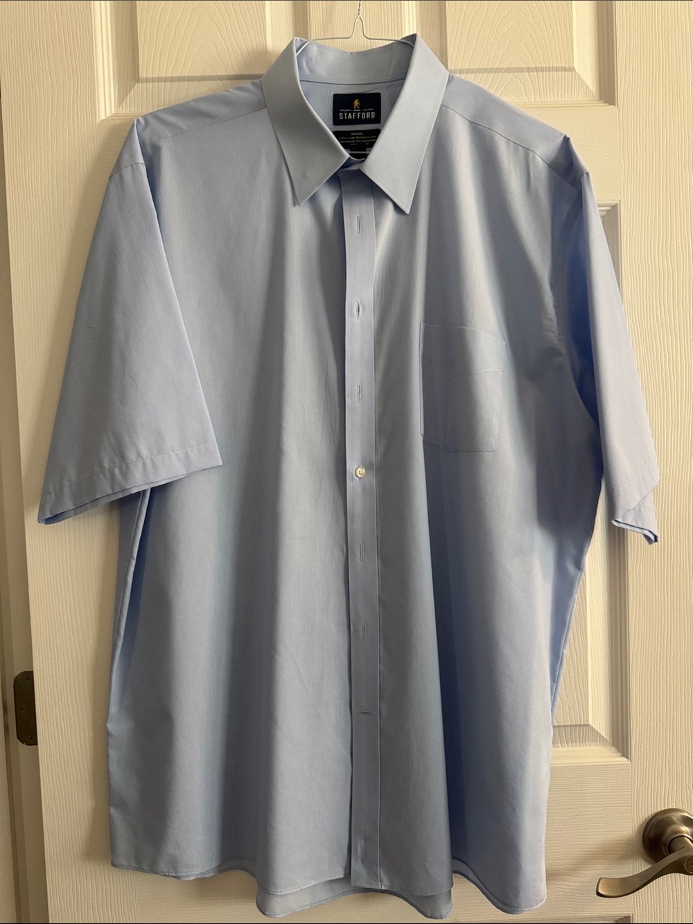 Stafford Pale Blue Short Sleeve Dress Shirt